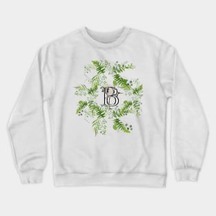 Botanical Monogram B letter with Heron bird detail. Crewneck Sweatshirt